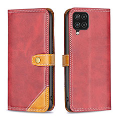 Leather Case Stands Flip Cover Holder B14F for Samsung Galaxy M12 Red