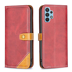 Leather Case Stands Flip Cover Holder B14F for Samsung Galaxy M32 5G Red