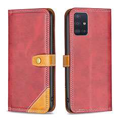 Leather Case Stands Flip Cover Holder B14F for Samsung Galaxy M40S Red