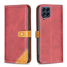 Leather Case Stands Flip Cover Holder B14F for Samsung Galaxy M53 5G Red