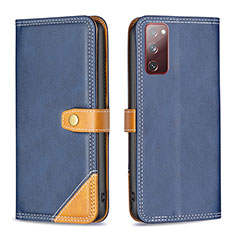 Leather Case Stands Flip Cover Holder B14F for Samsung Galaxy S20 FE 4G Blue