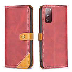 Leather Case Stands Flip Cover Holder B14F for Samsung Galaxy S20 Lite 5G Red