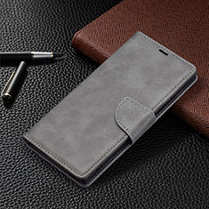 Leather Case Stands Flip Cover Holder B14F for Samsung Galaxy S22 Ultra 5G Gray
