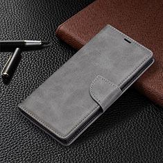 Leather Case Stands Flip Cover Holder B14F for Samsung Galaxy S24 Ultra 5G Gray