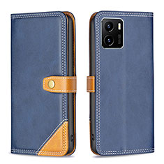 Leather Case Stands Flip Cover Holder B14F for Vivo iQOO U5x Blue