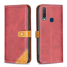 Leather Case Stands Flip Cover Holder B14F for Vivo Y11 Red