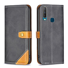 Leather Case Stands Flip Cover Holder B14F for Vivo Y3 Black