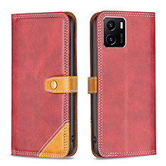Leather Case Stands Flip Cover Holder B14F for Vivo Y32t Red