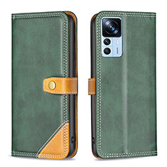 Leather Case Stands Flip Cover Holder B14F for Xiaomi Mi 12T Pro 5G Green