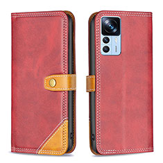 Leather Case Stands Flip Cover Holder B14F for Xiaomi Mi 12T Pro 5G Red