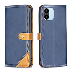 Leather Case Stands Flip Cover Holder B14F for Xiaomi Poco C51 Blue