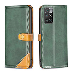 Leather Case Stands Flip Cover Holder B14F for Xiaomi Redmi 10 (2022) Green