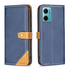 Leather Case Stands Flip Cover Holder B14F for Xiaomi Redmi 10 5G Blue