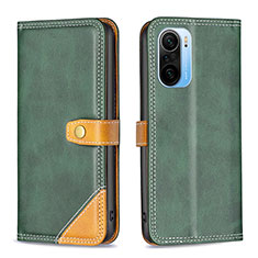 Leather Case Stands Flip Cover Holder B14F for Xiaomi Redmi K40 5G Green