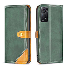 Leather Case Stands Flip Cover Holder B14F for Xiaomi Redmi Note 11 Pro 4G Green