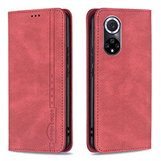 Leather Case Stands Flip Cover Holder B15F for Huawei Honor 50 5G Red