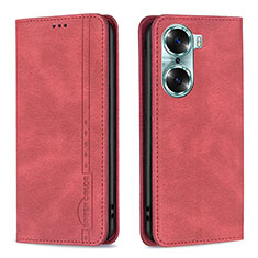 Leather Case Stands Flip Cover Holder B15F for Huawei Honor 60 5G Red