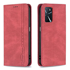 Leather Case Stands Flip Cover Holder B15F for Oppo A16 Red