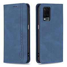 Leather Case Stands Flip Cover Holder B15F for Oppo A54 4G Blue