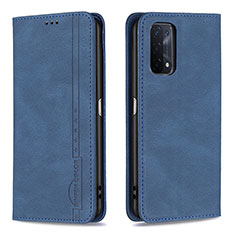 Leather Case Stands Flip Cover Holder B15F for Oppo A54 5G Blue