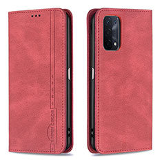 Leather Case Stands Flip Cover Holder B15F for Oppo A54 5G Red