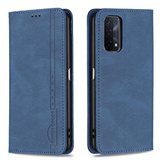 Leather Case Stands Flip Cover Holder B15F for Oppo A74 5G Blue