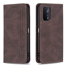 Leather Case Stands Flip Cover Holder B15F for Oppo A93 5G Brown