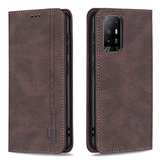 Leather Case Stands Flip Cover Holder B15F for Oppo A94 5G Brown