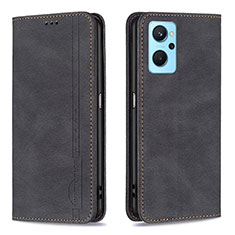 Leather Case Stands Flip Cover Holder B15F for Oppo A96 4G Black