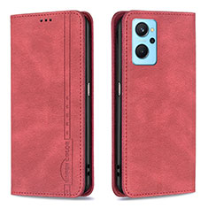 Leather Case Stands Flip Cover Holder B15F for Oppo A96 4G Red