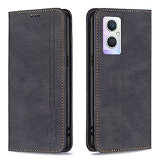 Leather Case Stands Flip Cover Holder B15F for Oppo A96 5G Black