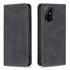 Leather Case Stands Flip Cover Holder B15F for Oppo F19 Pro+ Plus 5G Black