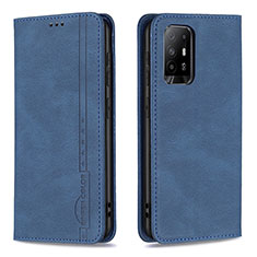 Leather Case Stands Flip Cover Holder B15F for Oppo F19 Pro+ Plus 5G Blue