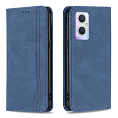 Leather Case Stands Flip Cover Holder B15F for Oppo F21 Pro 5G Blue