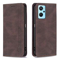 Leather Case Stands Flip Cover Holder B15F for Oppo K10 4G Brown