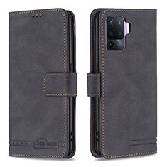 Leather Case Stands Flip Cover Holder B15F for Oppo Reno5 Lite Black