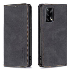 Leather Case Stands Flip Cover Holder B15F for Oppo Reno6 Lite Black