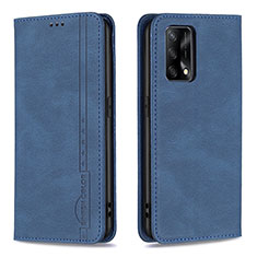 Leather Case Stands Flip Cover Holder B15F for Oppo Reno6 Lite Blue