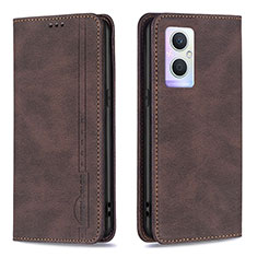 Leather Case Stands Flip Cover Holder B15F for Oppo Reno7 Z 5G Brown