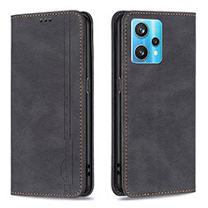 Leather Case Stands Flip Cover Holder B15F for Realme 9 4G Black