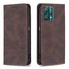 Leather Case Stands Flip Cover Holder B15F for Realme 9 Pro 5G Brown