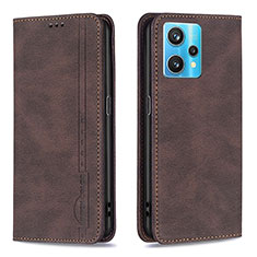 Leather Case Stands Flip Cover Holder B15F for Realme 9 Pro+ Plus 5G Brown