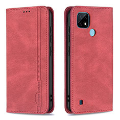 Leather Case Stands Flip Cover Holder B15F for Realme C21 Red