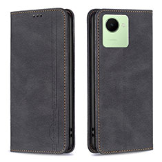 Leather Case Stands Flip Cover Holder B15F for Realme C30s Black