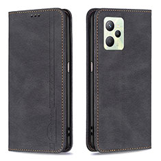 Leather Case Stands Flip Cover Holder B15F for Realme C35 Black