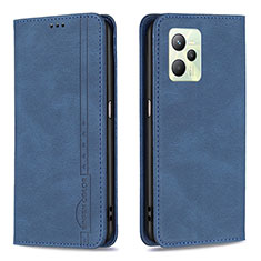 Leather Case Stands Flip Cover Holder B15F for Realme C35 Blue