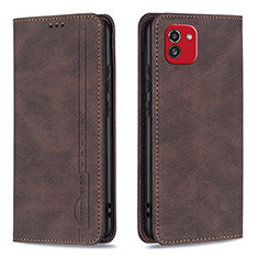 Leather Case Stands Flip Cover Holder B15F for Samsung Galaxy A03 Brown