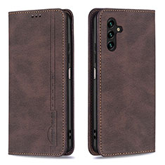 Leather Case Stands Flip Cover Holder B15F for Samsung Galaxy A04s Brown