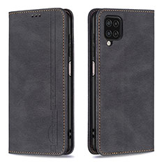 Leather Case Stands Flip Cover Holder B15F for Samsung Galaxy A12 5G Black