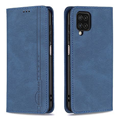 Leather Case Stands Flip Cover Holder B15F for Samsung Galaxy A12 5G Blue